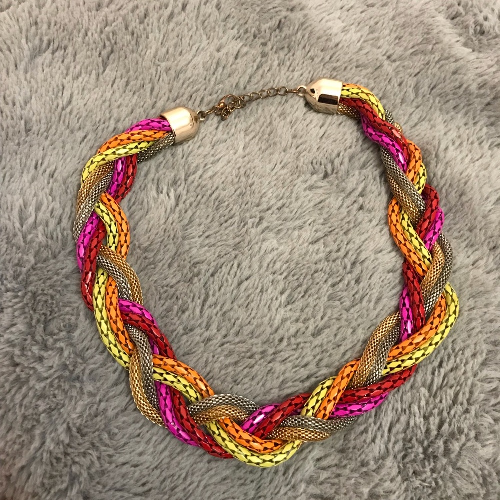 Braided Rope Chain Statement Necklace unique! - Picture 2 of 3